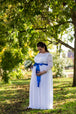 Plus Size WHITE Maxi Bridal Dress Elastic Long Sleeve
