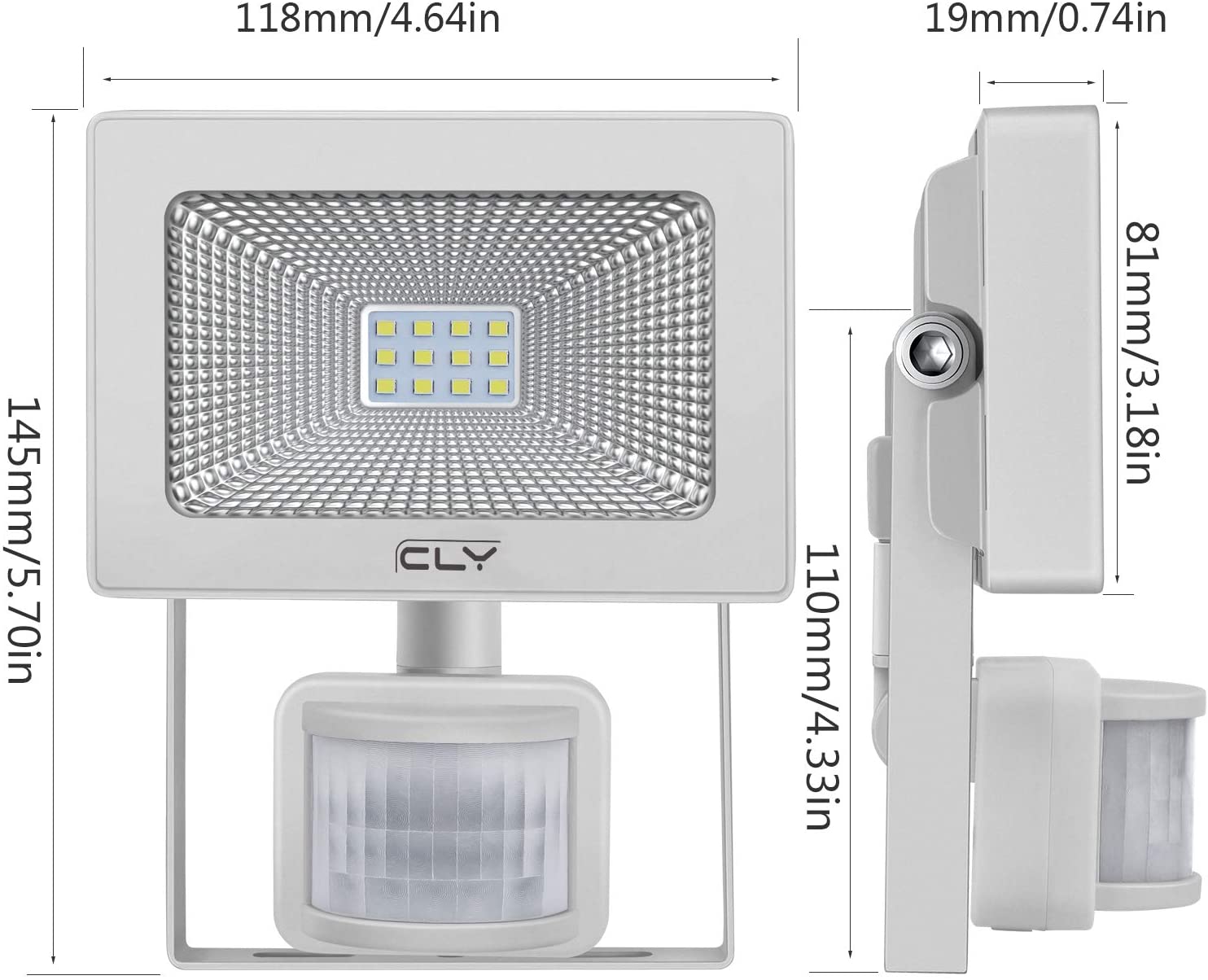 2Packs 10W Outdoor LED Spotlight with Motion Sensor, Waterproof Led Floodlight
