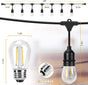 48 FT Outdoor String Lights with 2 W Waterproof with Plastic Bulbs