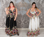 IN STOCK (20, 24, 26) PLUS SIZE Flower White and Black Maxi Dress