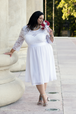 IN STOCK (22, 24, 26) Plus Size WHITE Midi Bridal Dress Elastic Sleeve