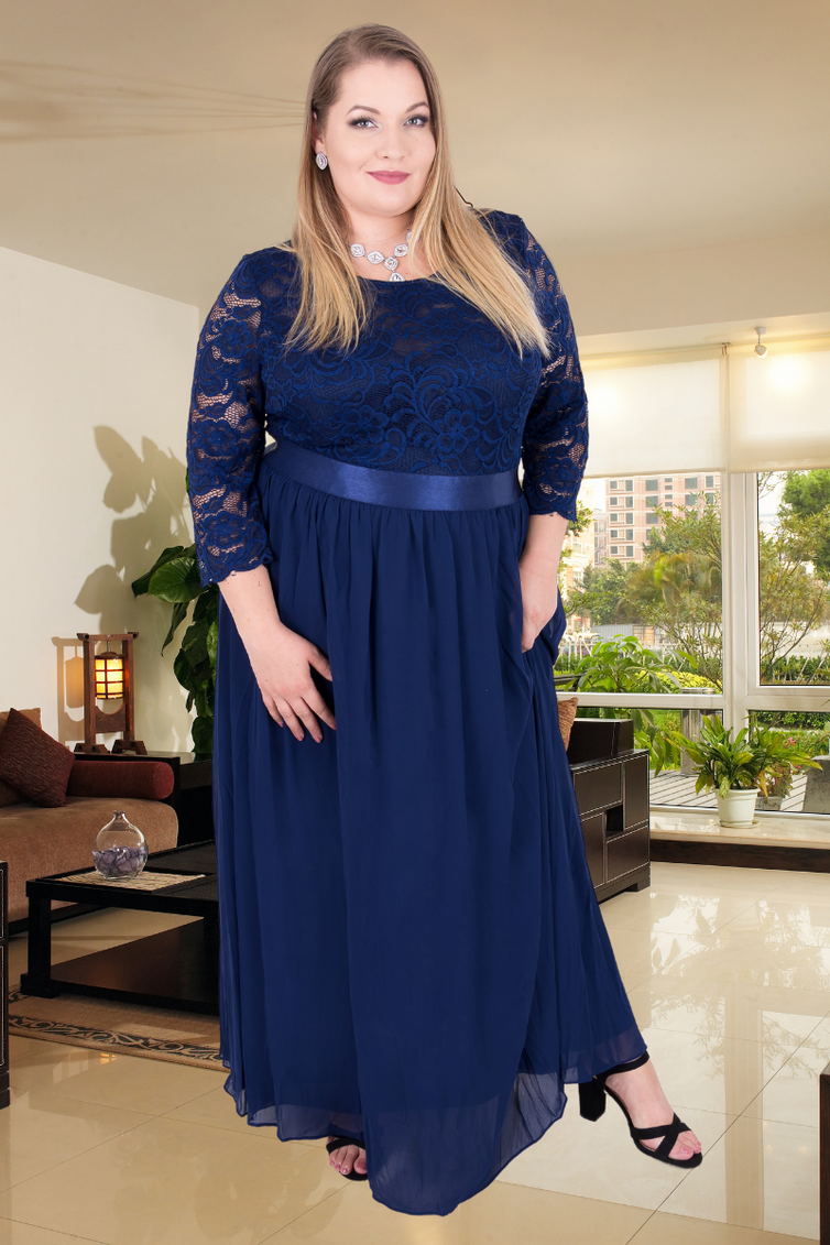 Plus Size NAVY Mother Of Bride Maxi Dress